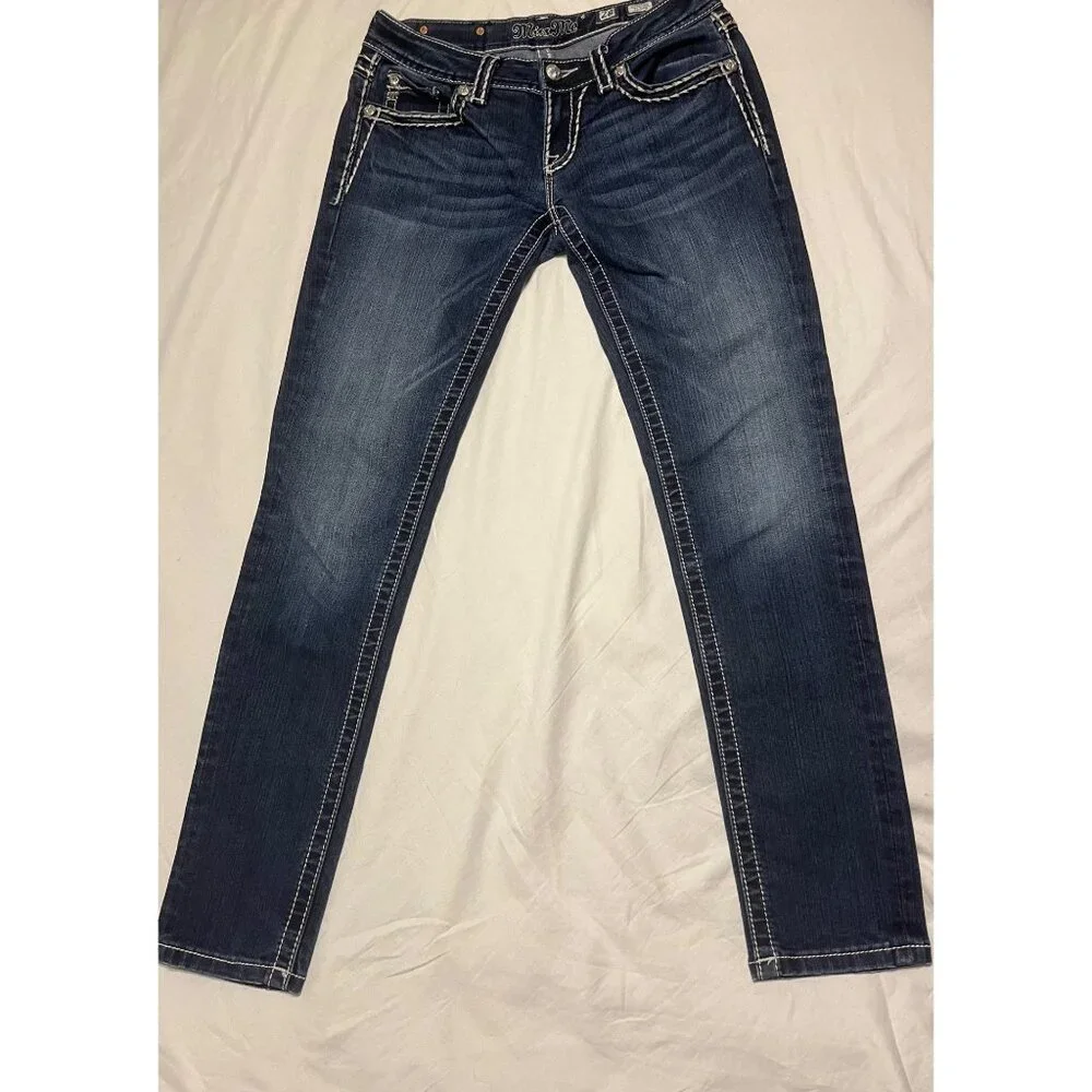 Miss Me Womens Signature Skinny Jeans Size 28 Inseam 31 Dark Wash Cotton Blend D - Picture 2 of 7